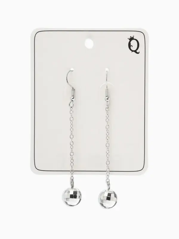 Серьги висячие &laquo;Диско-шар&raquo;, цвет серебро, 6.3 см