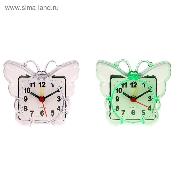 Часы - будильник настольные «Бабочка», дискретный ход, циферблат d-5.5 см, 9×8 см, микс Часы - будильник настольные «Бабочка», дискретный ход, циферблат d-5.5 см, 9×8 см, микс