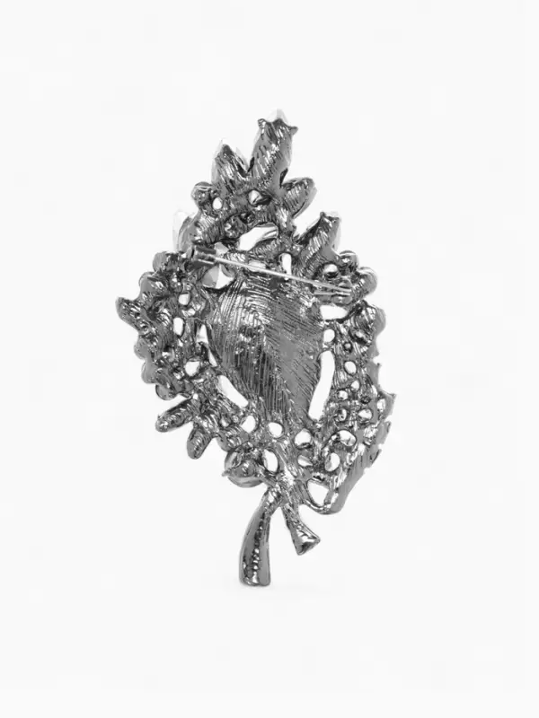 Брошь &laquo;Императрица&raquo;, ветвь, цвет изумрудный в сером металле