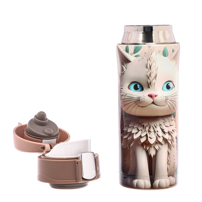 Термокружка, 350 мл, Style, "Котенок", сохраняет тепло до 8 ч