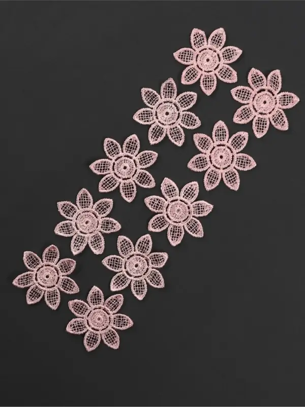 Аппликация для одежды «Цветок», кружевная, d=4.5 см, 10 шт., розовая Аппликация для одежды «Цветок», кружевная, d=4.5 см, 10 шт., розовая
