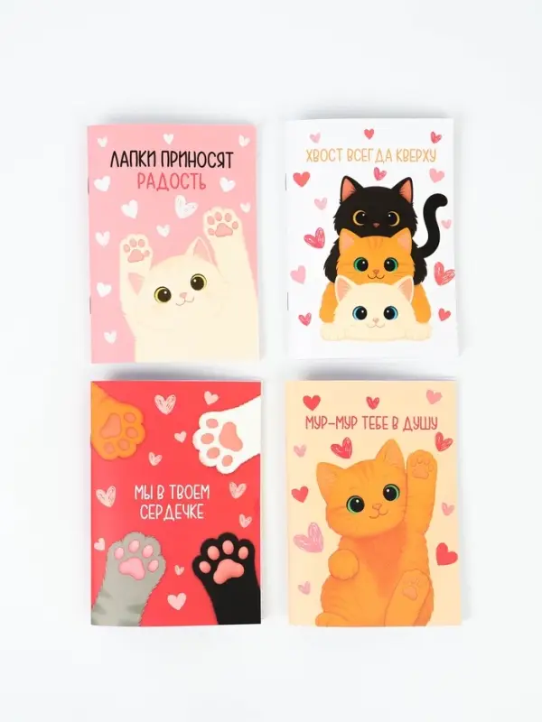 Блокнот А6, 32 л софт-тач МИКС "Котики"