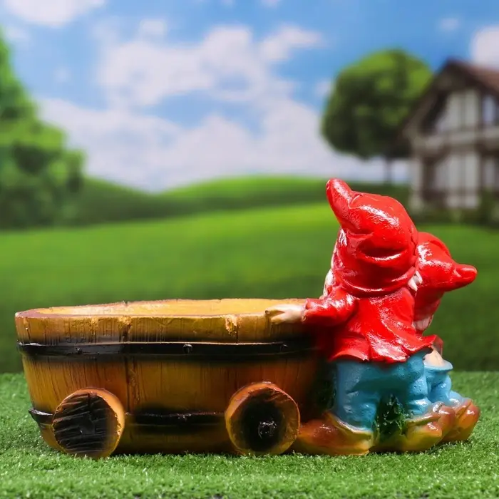 Садовая фигура из гипса «Два гнома с телегой», 19.5×32×17.5 см Садовая фигура из гипса «Два гнома с телегой», 19.5×32×17.5 см