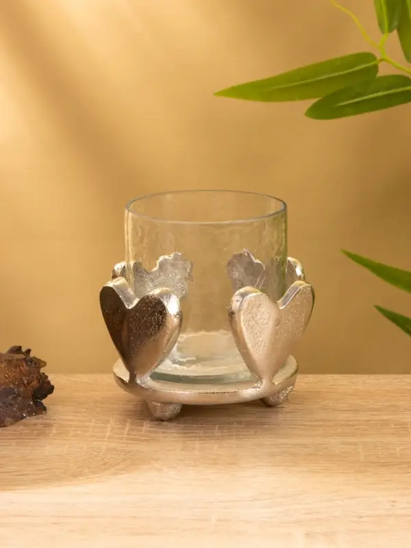 Подсвечник со стеклом  Подсвечник со стеклом "Сердце" алюминий 10х10х10 см
