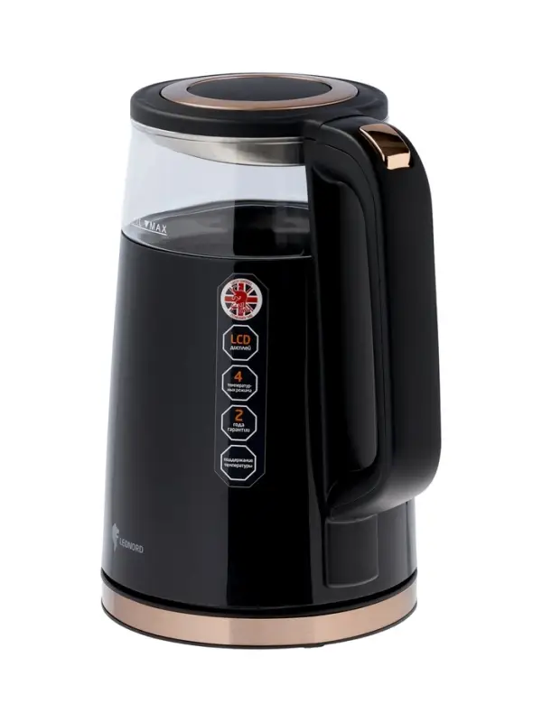 Чайник электрический Leonord LE-1511, 1.7л,дисплей, поддержание температуры 40-100℃,черный Чайник электрический Leonord LE-1511, 1.7л,дисплей, поддержание температуры 40-100℃,черный