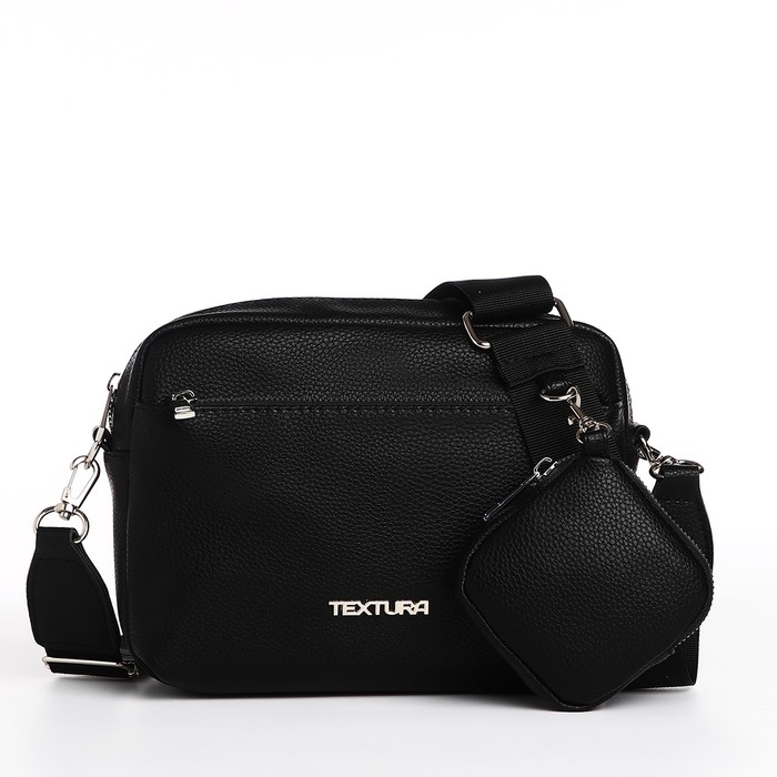 Сумка женская через плечо TEXTURA, маленький размер, цвет чёрный Сумка женская через плечо TEXTURA, маленький размер, цвет чёрный