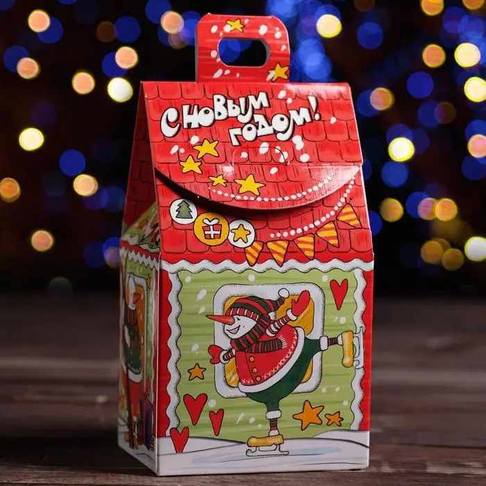 Подарочная коробка «Домик снеговиков», 9.1×7×15.7 см Подарочная коробка «Домик снеговиков», 9.1×7×15.7 см