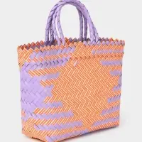 Сумка плетёная, 20&times;10&times;30 см, пластик, сиренево-жёлтая