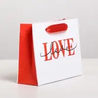 Пакет подарочный ламинированный, упаковка, LOVE, S 15&times;12&times;5.5 см