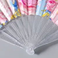 Веер складной пластик &laquo;Чайные розы&raquo;, блеск, 23 см