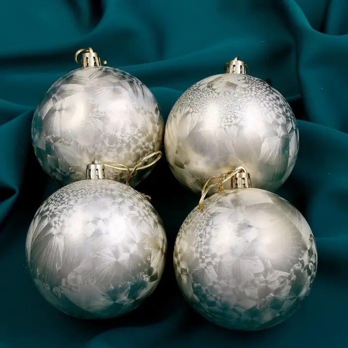 Ёлочные игрушки &laquo;Туман&raquo;, шары новогодние, набор 4 шт., d=8 см, золотистый