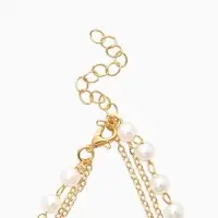 Бусы детские "Выбражулька" 3 нити, лиса, сердце, жемчуг, белые в золоте