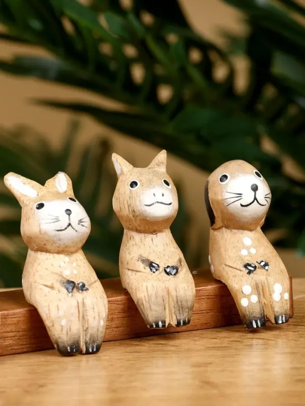 Сувенир «Зверушки на скамейке», 18×6×4.5 см, дерево, коричневый