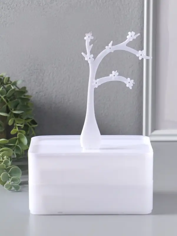 Шкатулка универсальная  "Цветущее дерево", 2 яруса,  17,2х10,5х24 см,  цвет белый