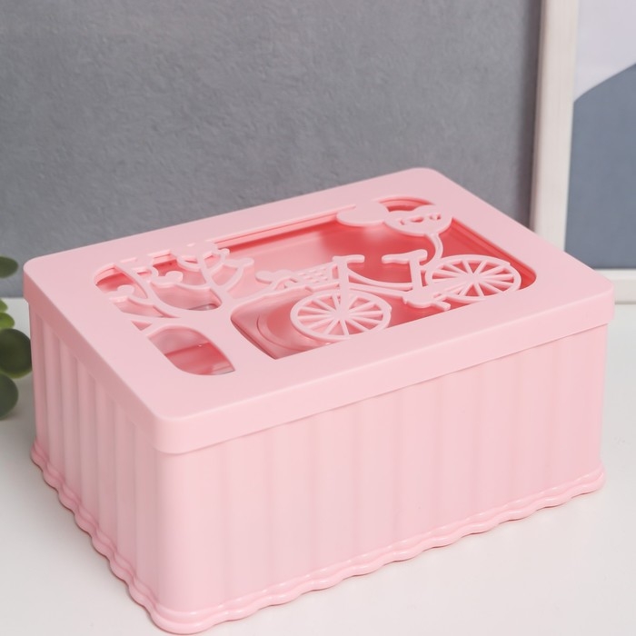 Шкатулка музыкальная механическая Шкатулка музыкальная механическая "Велопрогулка" розовая 12,5х17,5х8 см