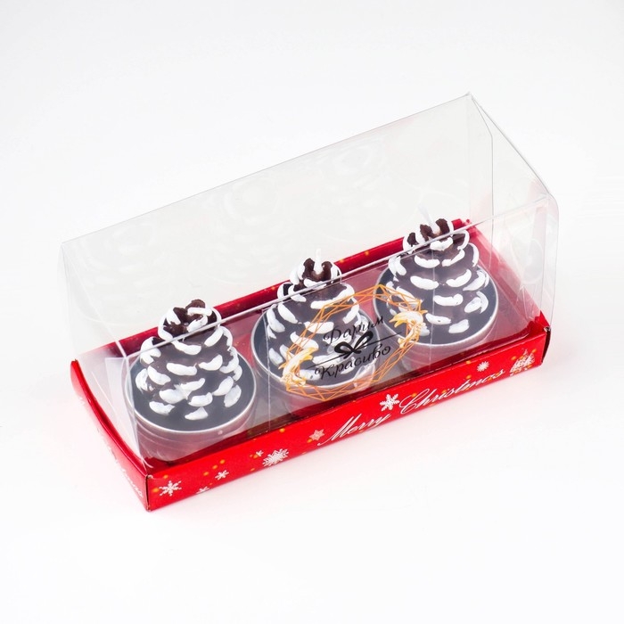 Набор свечи новогодние  Набор свечи новогодние "Шишка", 3 шт, 4×6 см,