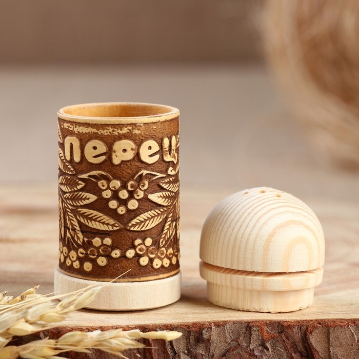 Солонка  Солонка "Рябинка" (перец), 4х9 см, береста