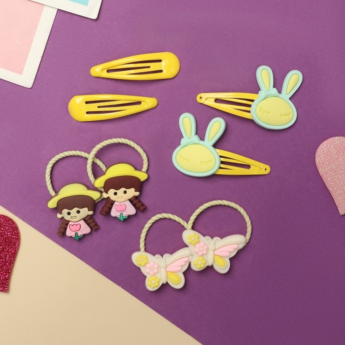 Набор для волос Набор для волос "Ванилька" (4 резинки, 4 невидимки) зайки, жёлтый