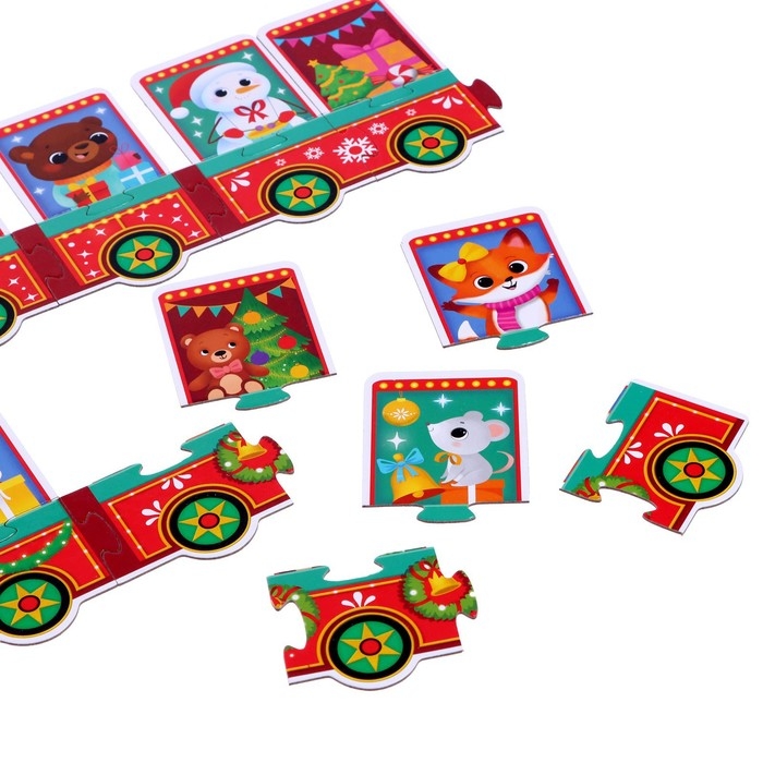 Фигурный пазл «Новогодний экспресс», 19 деталей