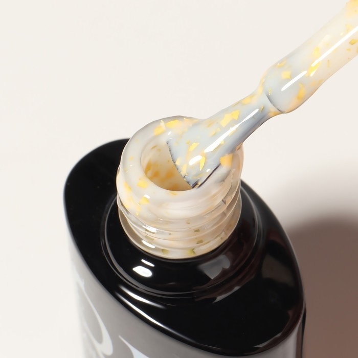 Гель лак для ногтей, «MILK POTAL», 3-х фазный, 8мл, LED/UV, цвет белый/золотистый (02)