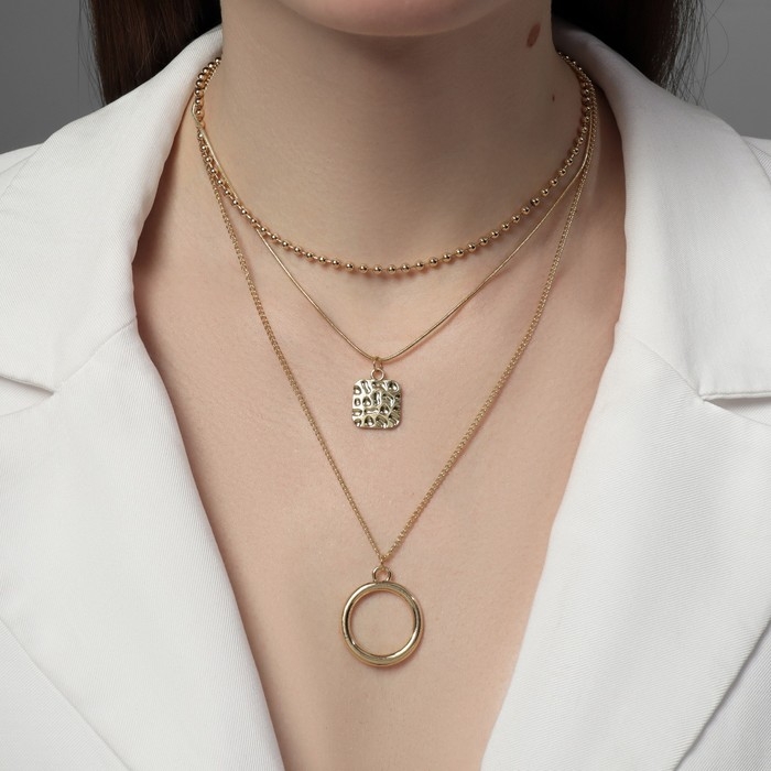 Кулон «Цепь» мятый квадрат, цвет золото, L=54 см