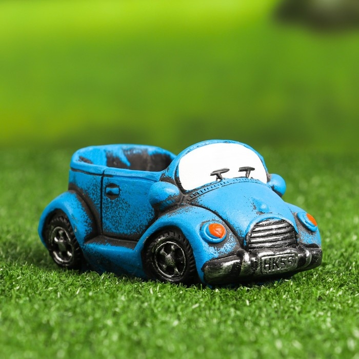 Горшок "Машинка" синий, 14х9х7,5см