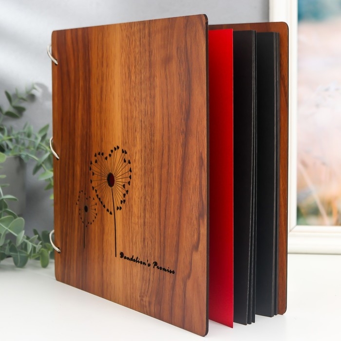 Фотоальбом 30 листов Фотоальбом 30 листов "Сердечные одуванчики" (уголки+кольца) 26х26х2 см