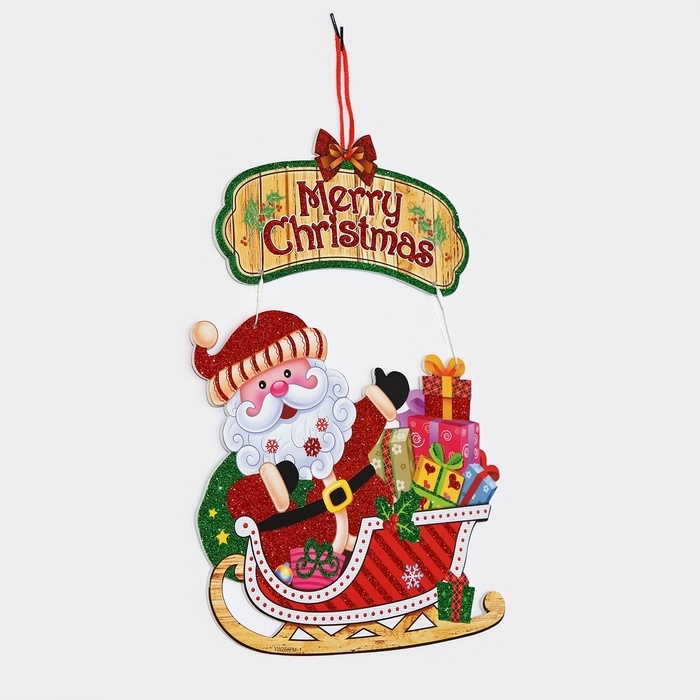 Декоративное украшение (подвеска)  Декоративное украшение (подвеска) "Дед мороз на санках" 43,5х30,5 см