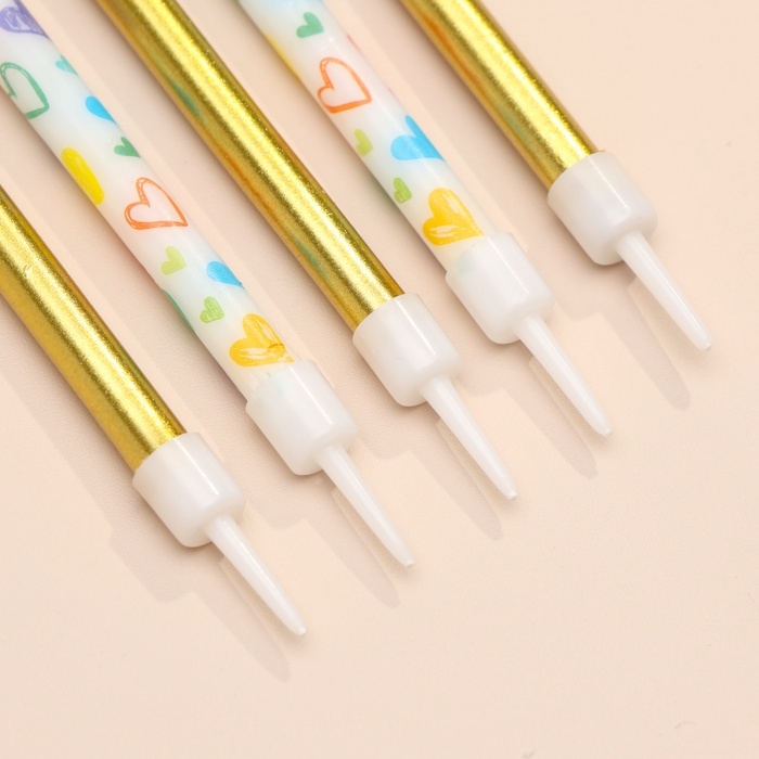 Свечи для торта Свечи для торта "Сердца", 12 шт, золотые и белые