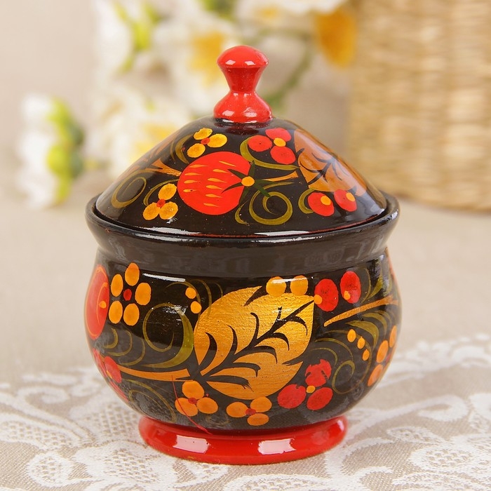 Солонка «Ягодка», большая, 7×10 см, хохлома Солонка «Ягодка», большая, 7×10 см, хохлома