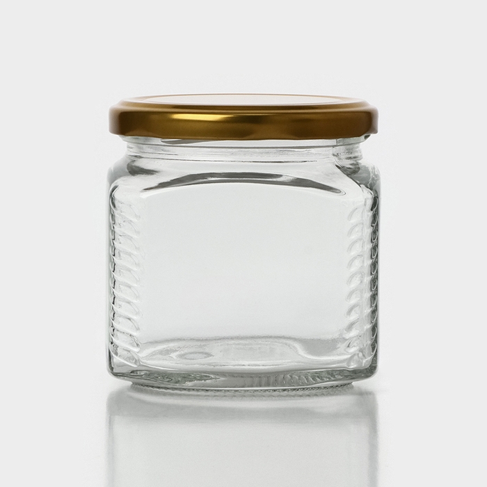 Набор стеклянных банок с золотистой крышкой и этикеткой, ТО-82, 390 мл, 6 шт Набор стеклянных банок с золотистой крышкой и этикеткой, ТО-82, 390 мл, 6 шт