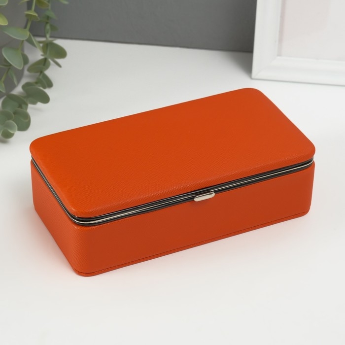 Шкатулка кожзам для украшений Шкатулка кожзам для украшений "Мелкая рябь" оранжевая 10х18х6 см