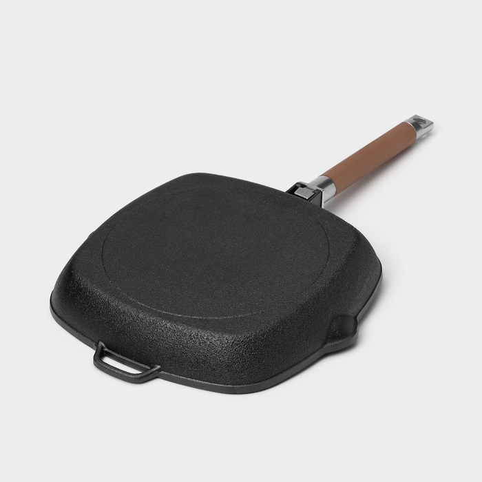 Сковорода-гриль чугунная Wild Kitchen, 26×26 см, лопатка и губка в комплекте Сковорода-гриль чугунная Wild Kitchen, 26×26 см, лопатка и губка в комплекте