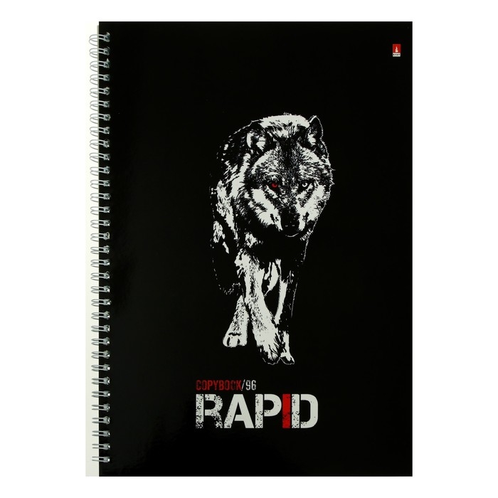 Тетрадь А4, 96 листов в клетку на гребне RAPID, обложка мелованный картон, глянцевая ламинация, МИКС