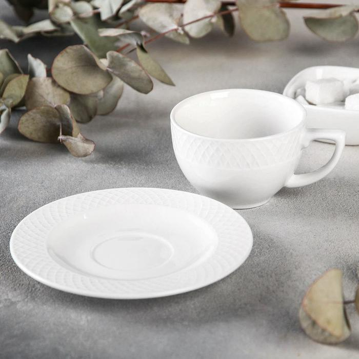 Кофейная пара фарфоровая Wilmax «Юлия Высоцкая», 2 предмета: чашка 150 мл, блюдце d=13 см, цвет белый Кофейная пара фарфоровая Wilmax «Юлия Высоцкая», 2 предмета: чашка 150 мл, блюдце d=13 см, цвет белый