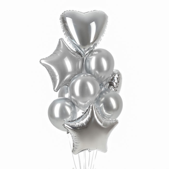 Набор шаров &laquo;Праздничный&raquo; фольга, латекс, цвет серебро, 10 шт.