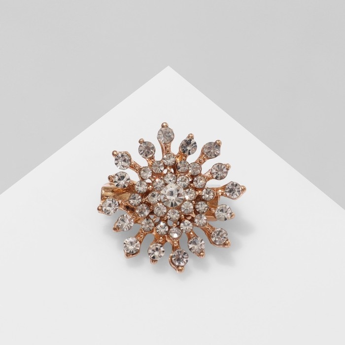 Брошь «Солнце искристое» малая, цвет белый в золоте Брошь «Солнце искристое» малая, цвет белый в золоте
