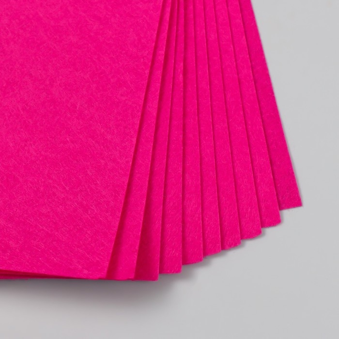 Фетр жесткий 1 мм "Фуксия" набор 10 листов формат А4