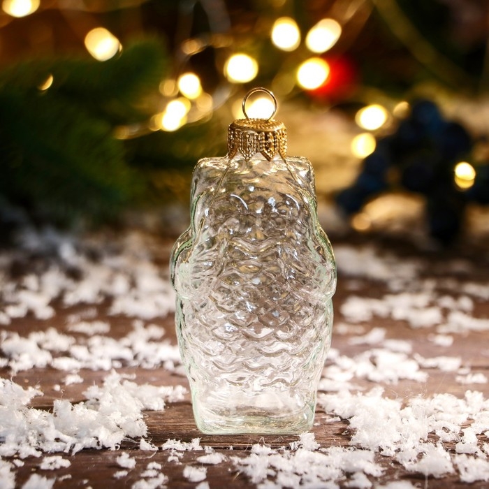 Ёлочная игрушка Ёлочная игрушка "Совенок-ничего не вижу" 8 см, прозрачный