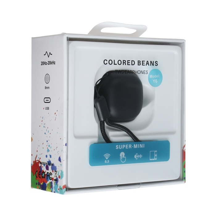Наушники беспроводные Y6, TWS, вакуумные, BT 5.3, 30/200 мАч, Type-C, подвес, чёрные Наушники беспроводные Y6, TWS, вакуумные, BT 5.3, 30/200 мАч, Type-C, подвес, чёрные