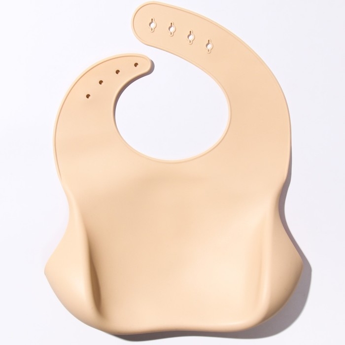 Нагрудник для кормления силиконовый с карманом, цвет бежевый Нагрудник для кормления силиконовый с карманом, цвет бежевый