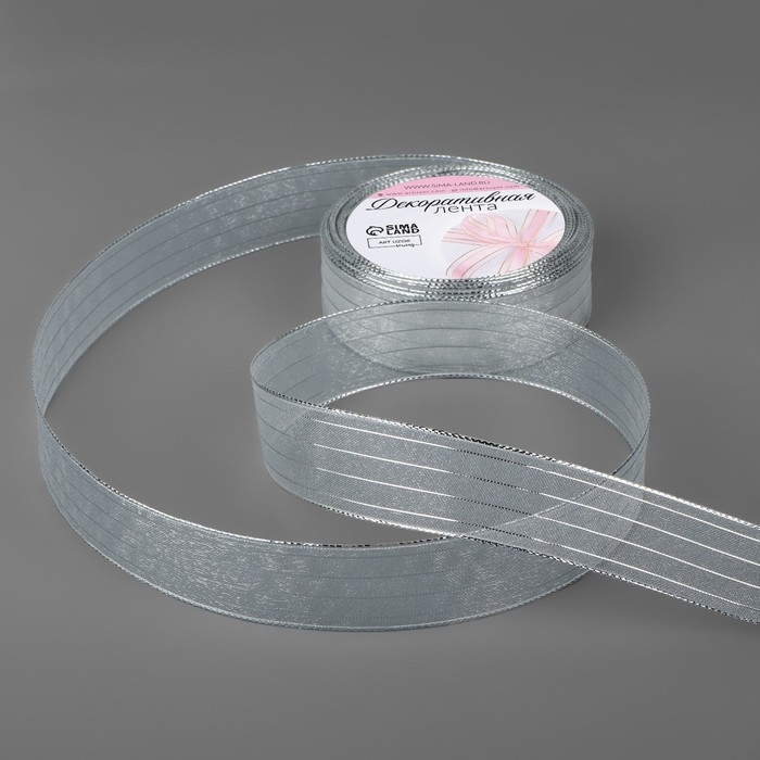 Лента капроновая, с люрексом, 25 мм × 9,1 ± 0,5 м, цвет белый/серебряный Лента капроновая, с люрексом, 25 мм × 9,1 ± 0,5 м, цвет белый/серебряный