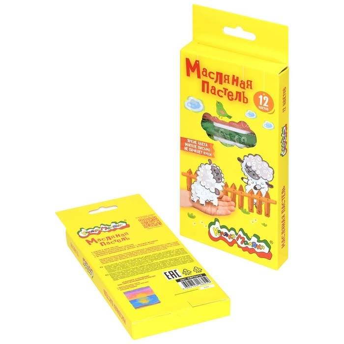 Пастель масляная 12 цветов  Пастель масляная 12 цветов "Каляка-Маляка", утолщенная, 11 мм, шестигранная