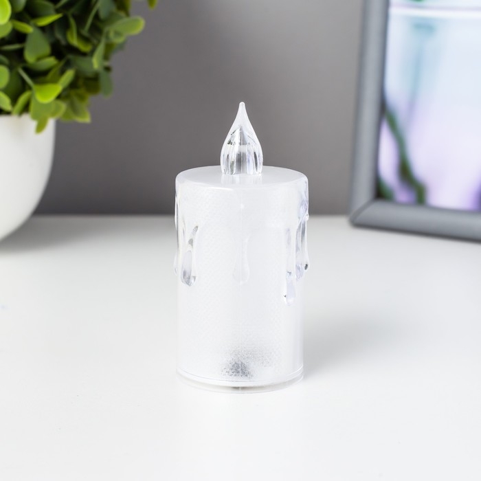 Ночник Ночник "Морозная свеча" LED от батареек 3хAG13 белый 3,5х3,5х8 см