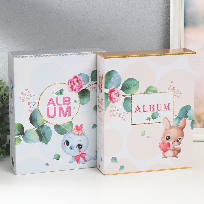 Фотоальбом на 200 фото 10х15 см Фотоальбом на 200 фото 10х15 см "Любящие зайки" МИКС 26х20,5х5,6 см