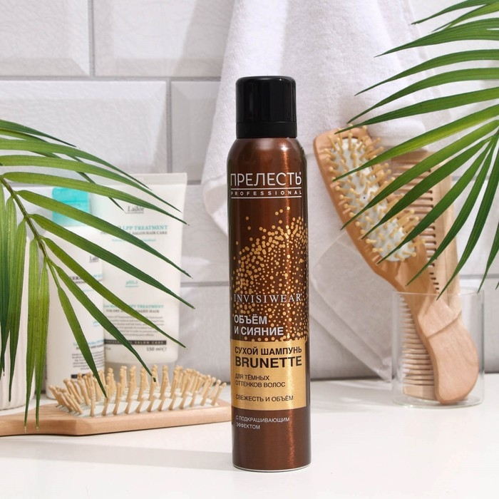 Сухой шампунь для волос подкрашивающий  Сухой шампунь для волос подкрашивающий "Прелесть" для брюнеток, 200 мл