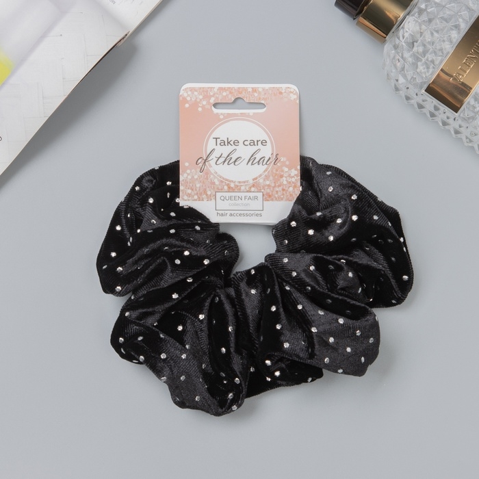 Резинка для волос Резинка для волос "Орбита" стиль блеск, 15 см, чёрный