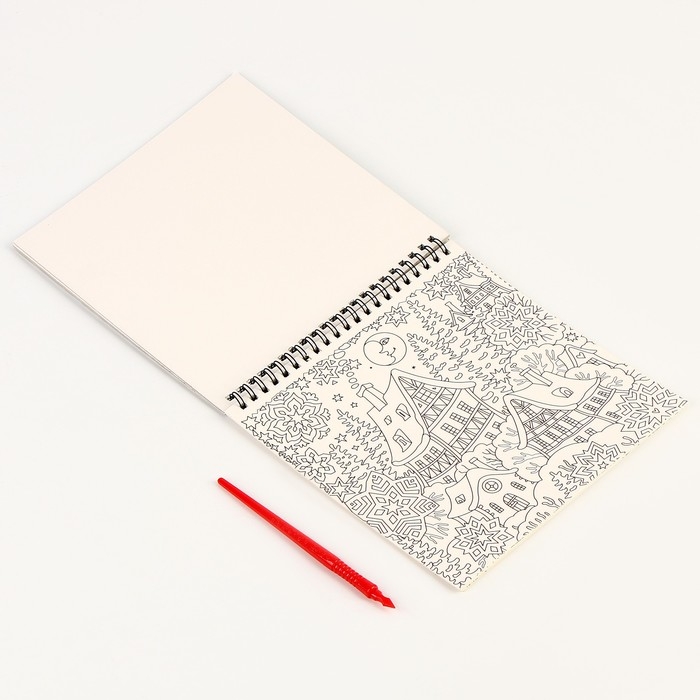 Блокнот гравюра - раскраска на новый год «Эстетика Нового года», 19 х 19см