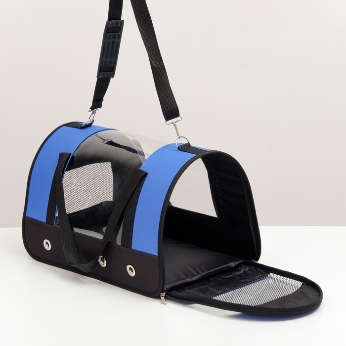 Сумка - переноска для животных Сумка - переноска для животных "Панорамная", с окном, 46 х 28,5 х 30 см, синяя