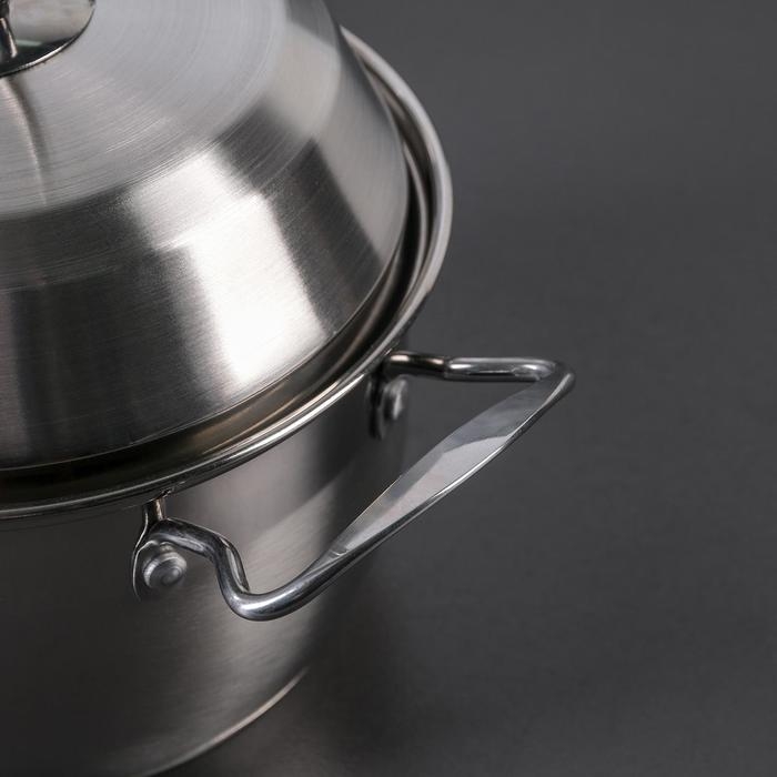 Набор кастрюль из нержавеющей стали «Тиссен», 5 предметов: 1,8 л, 2,5 л, 3,5 л, 4,5 л, 6 л, d=18/20/22/24/26 см, металлические крышки